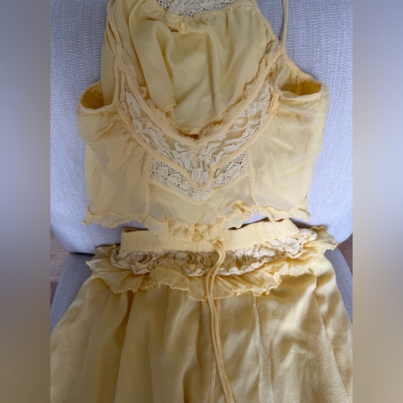 Free People Pants - Free People Lynden Set Yellow Lace Detail